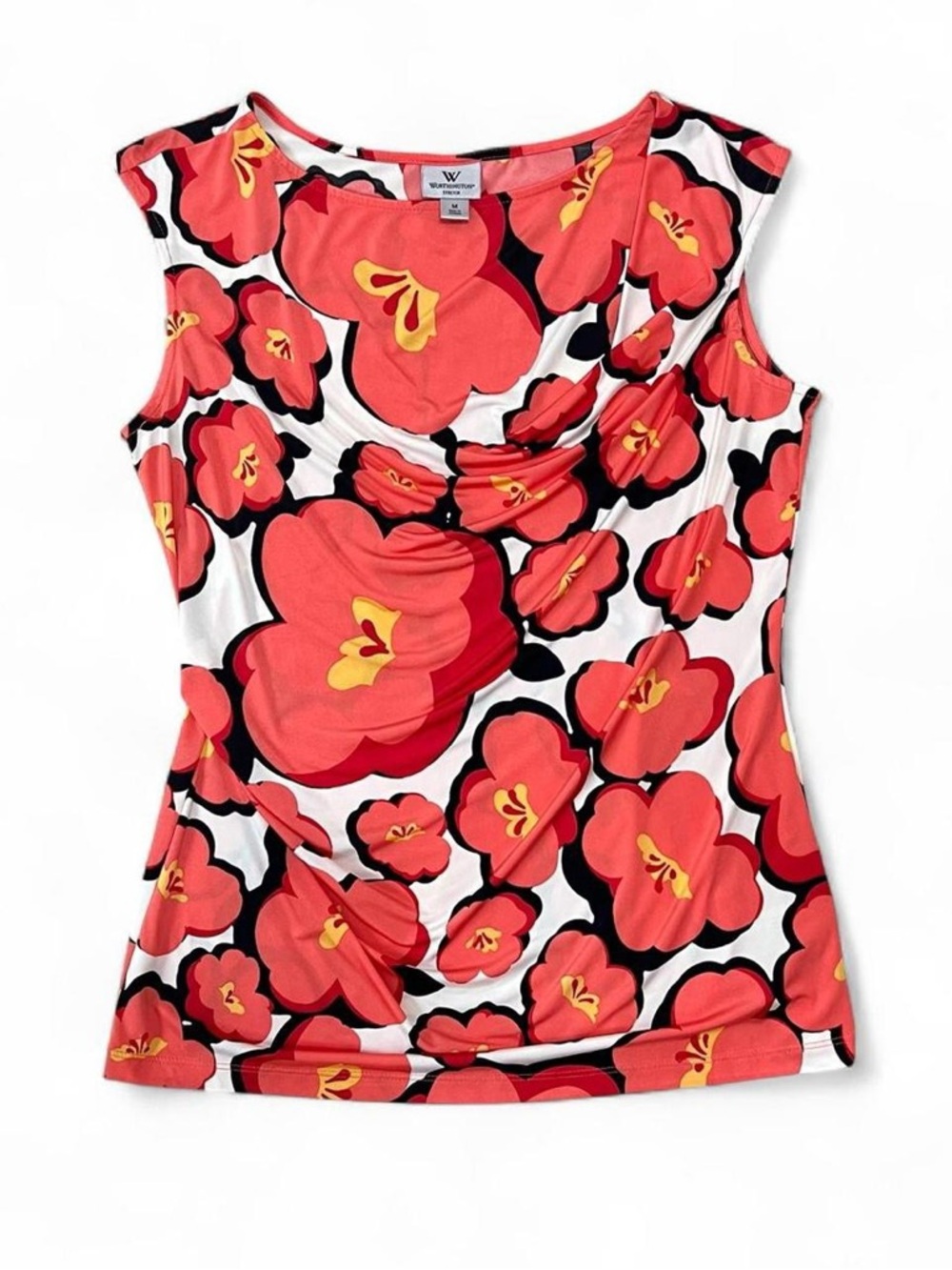 Worthington Coral & Yellow Floral Sleeveless Tank